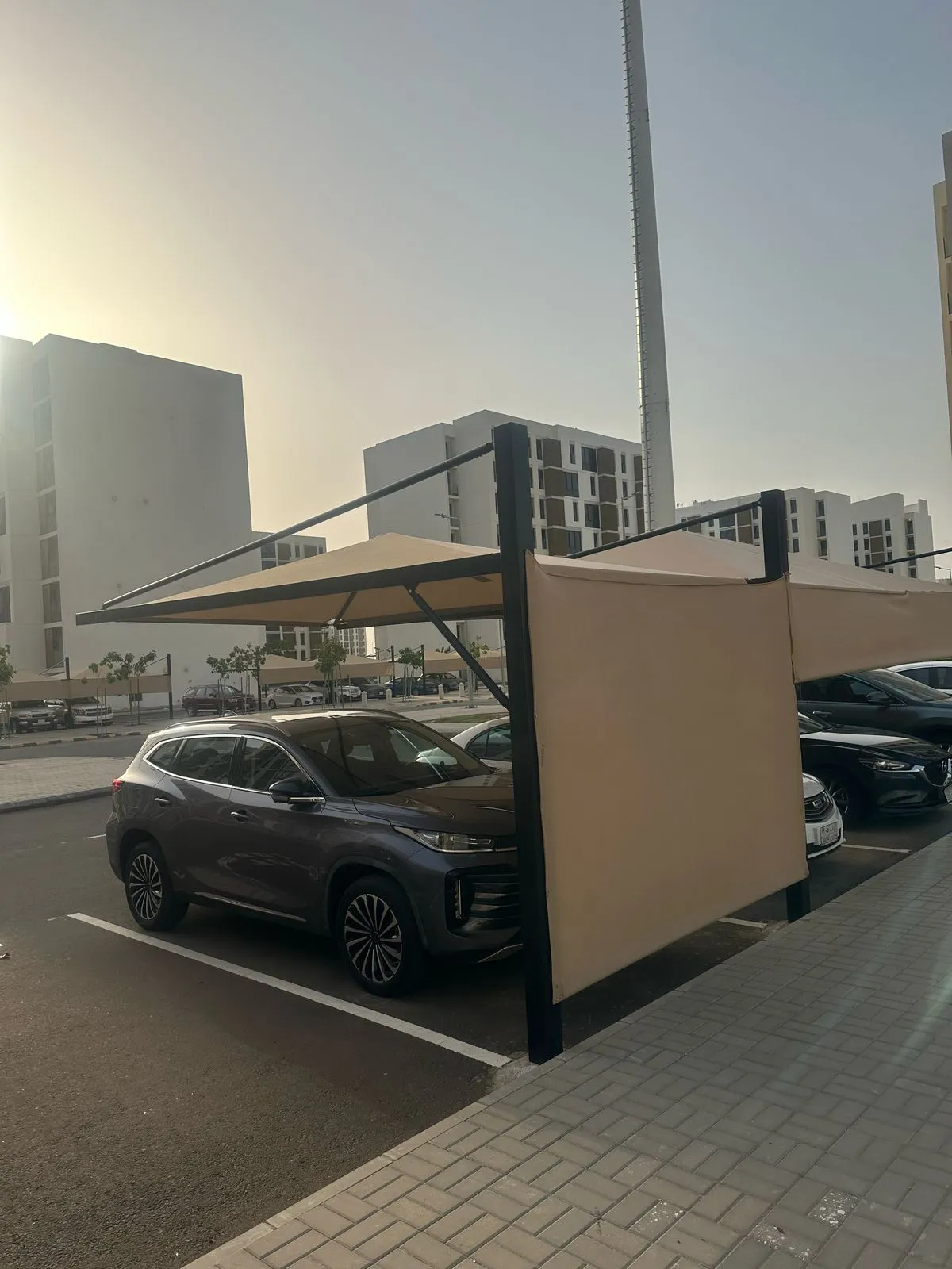 مظلات سيارات مواقف رخيصة حي الرمال بالرياض 